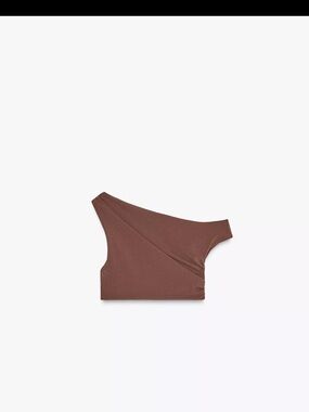 Zara Brown One-Shoulder Crop Top